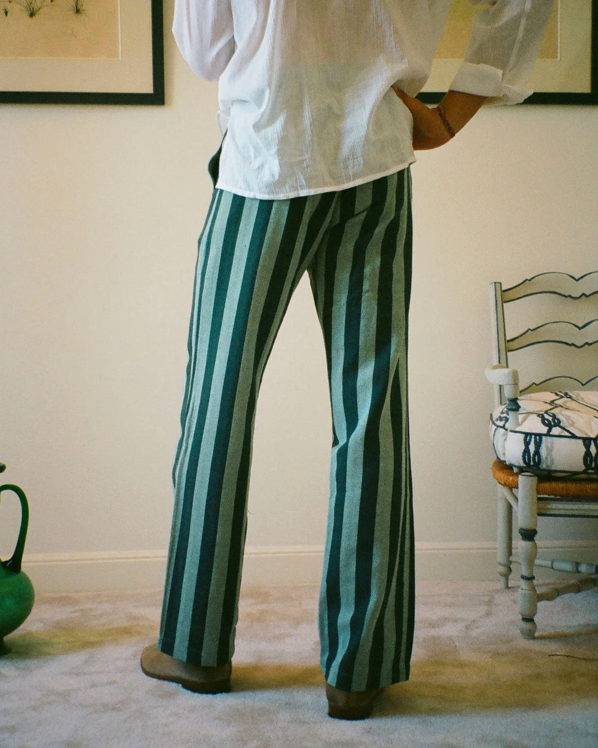 Erevan Capon Parasol pantalon rayures vert