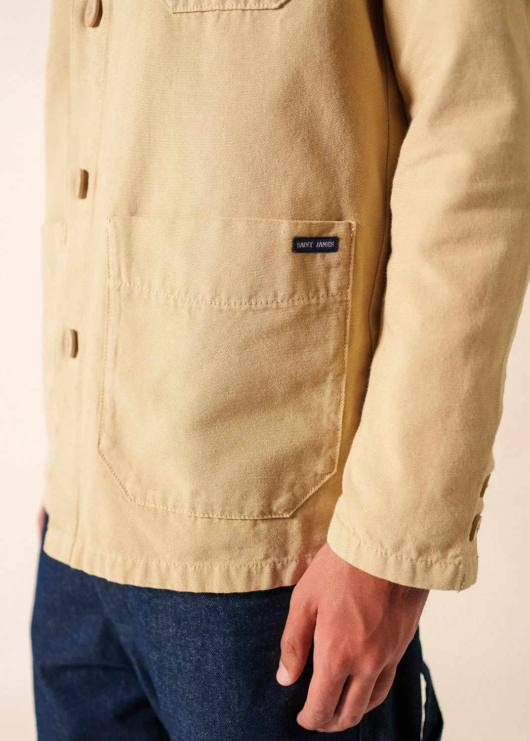 Saint James Sirocco veste coton sable coupe droite