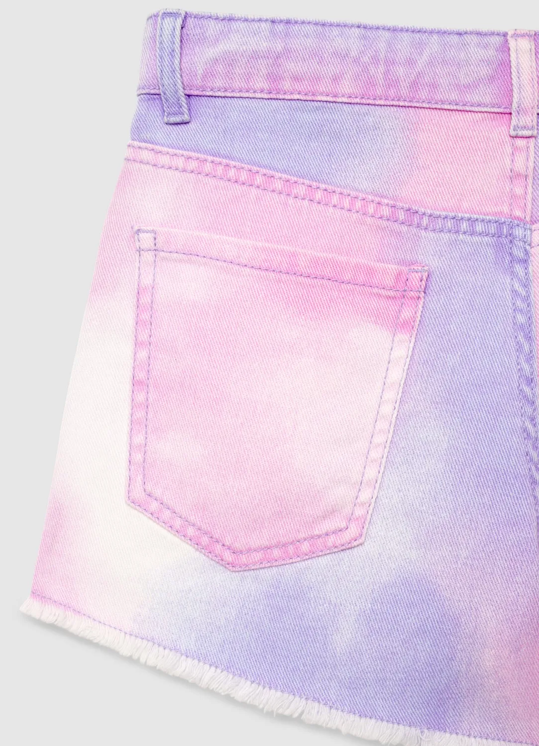 Calliope Mom Fit short fille tie-dye effiloché