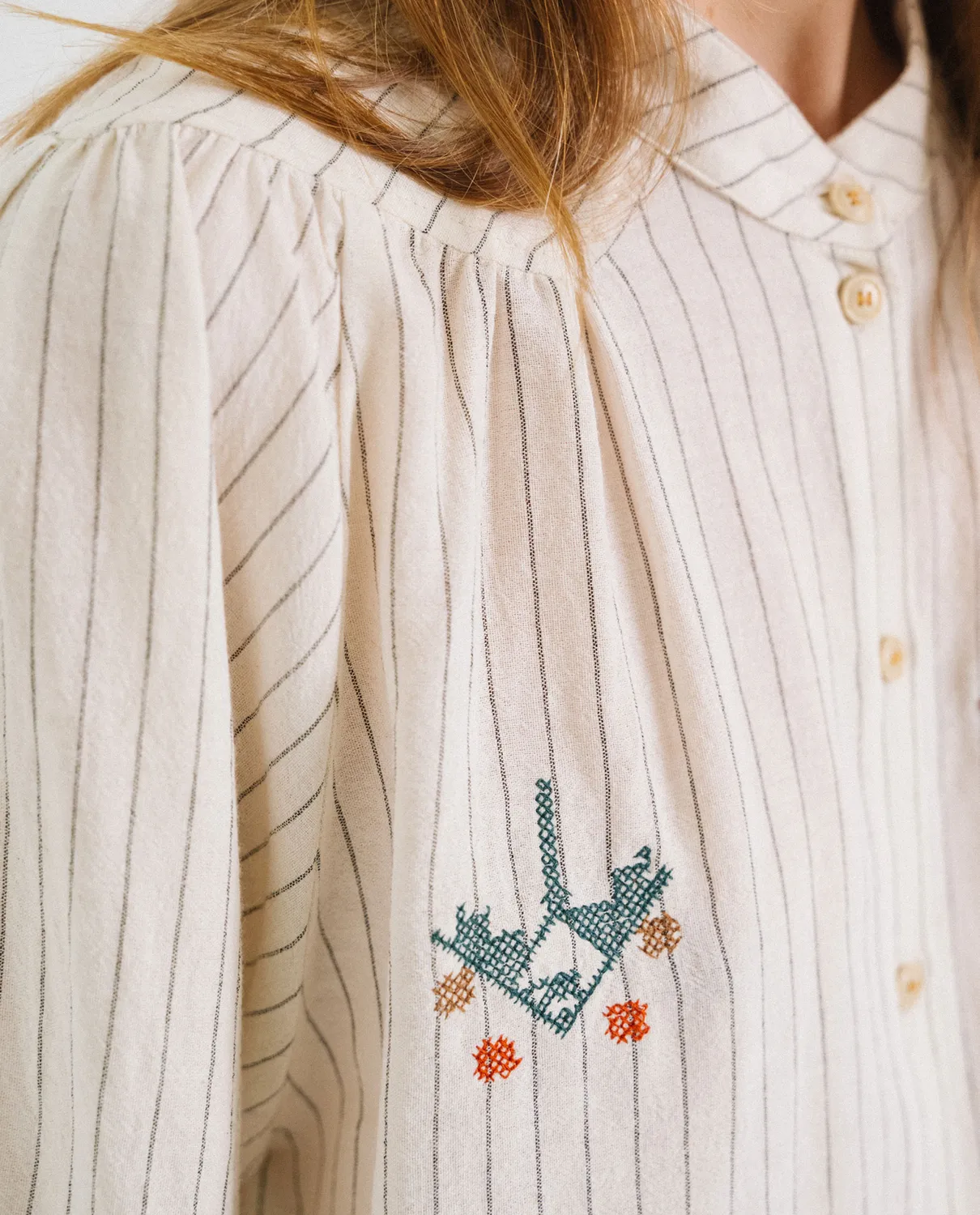 TINSELS FOREST ISOBELA blouse rayée brodée