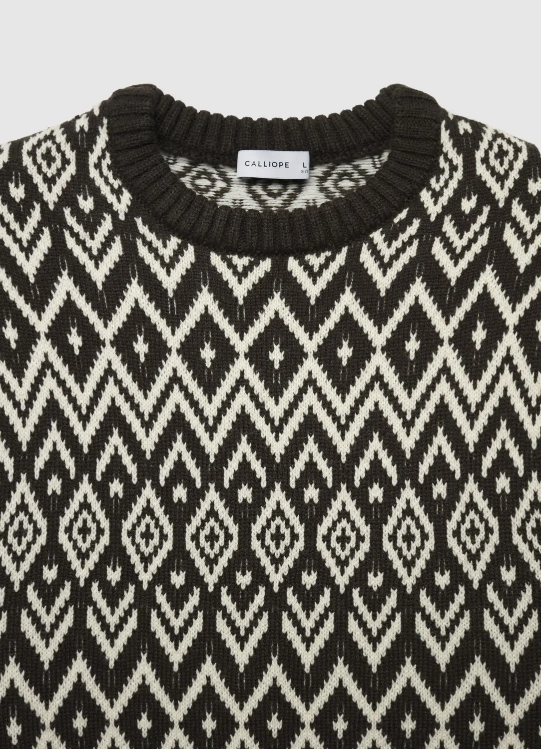 Calliope pull jacquard homme col rond manches longues
