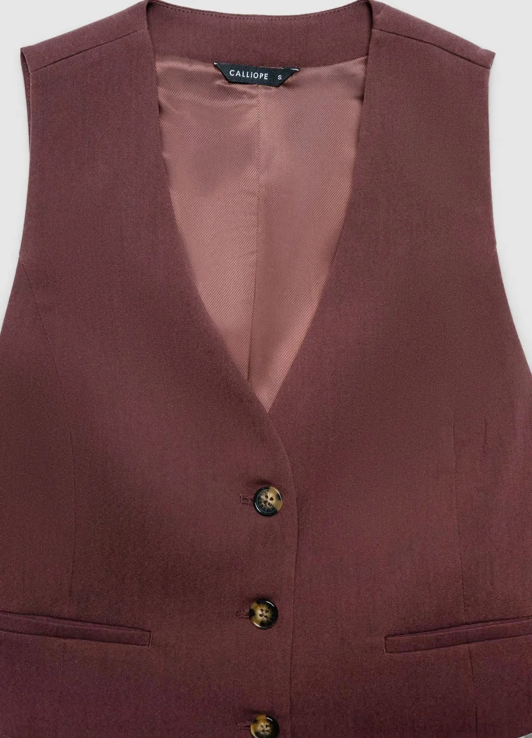 Calliope Gilet court boutons col V femme uni