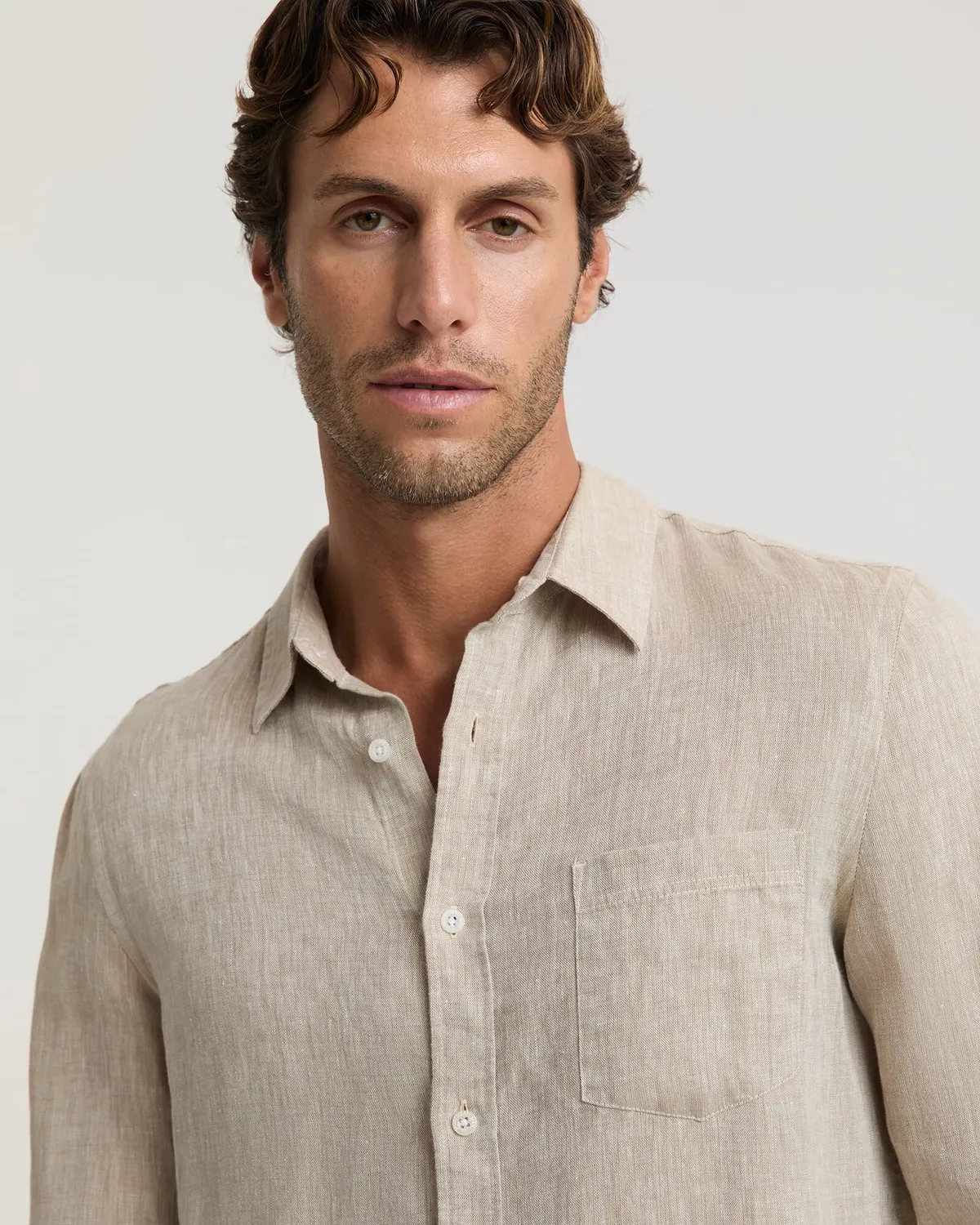 Sportscraft chemise lin homme manches longues yarn-dyed