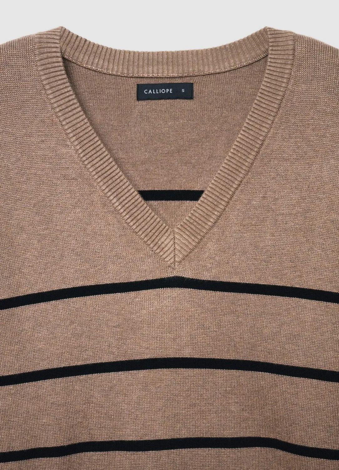 Calliope pull col V femme rayé manches longues