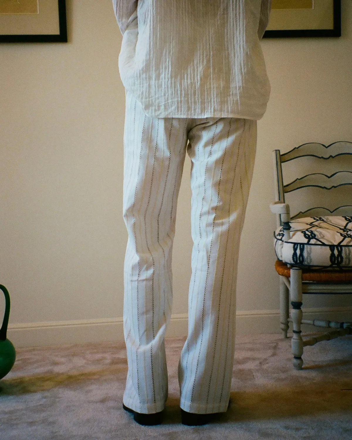 Erevan Capon pantalon rayures crème