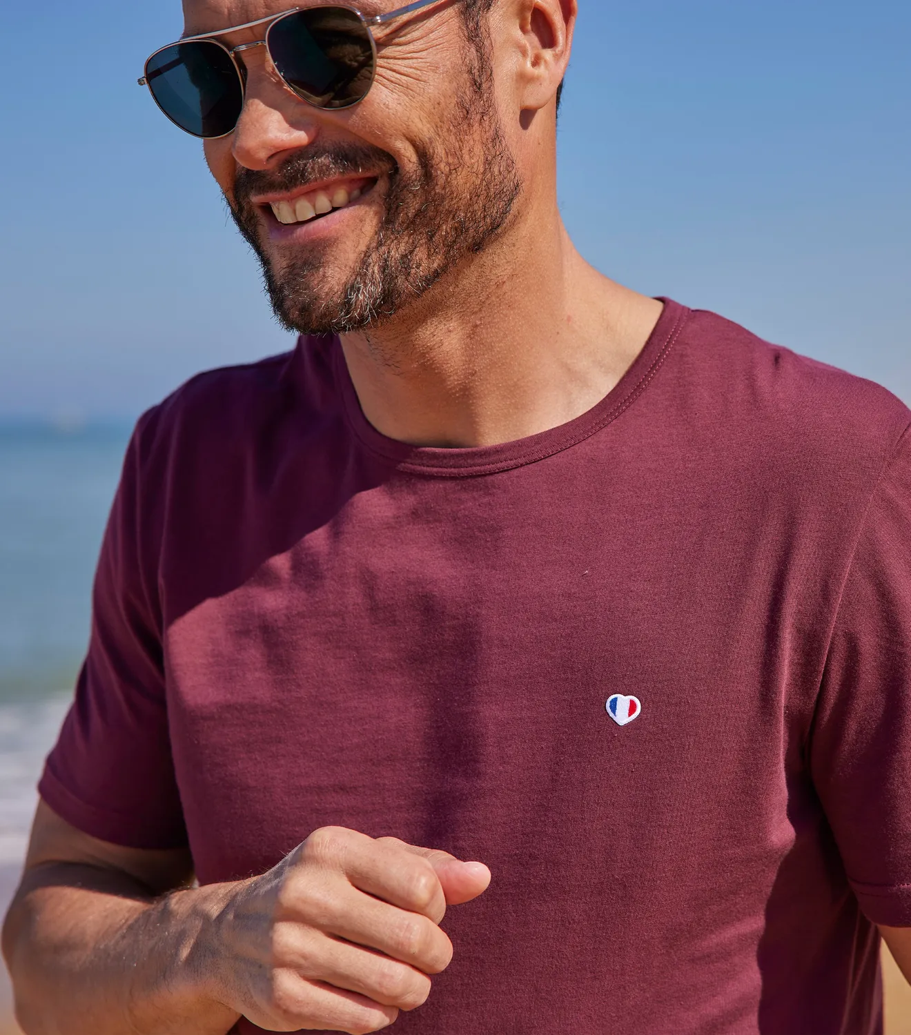 Cocorico Iconique t-shirt homme bordeaux coton
