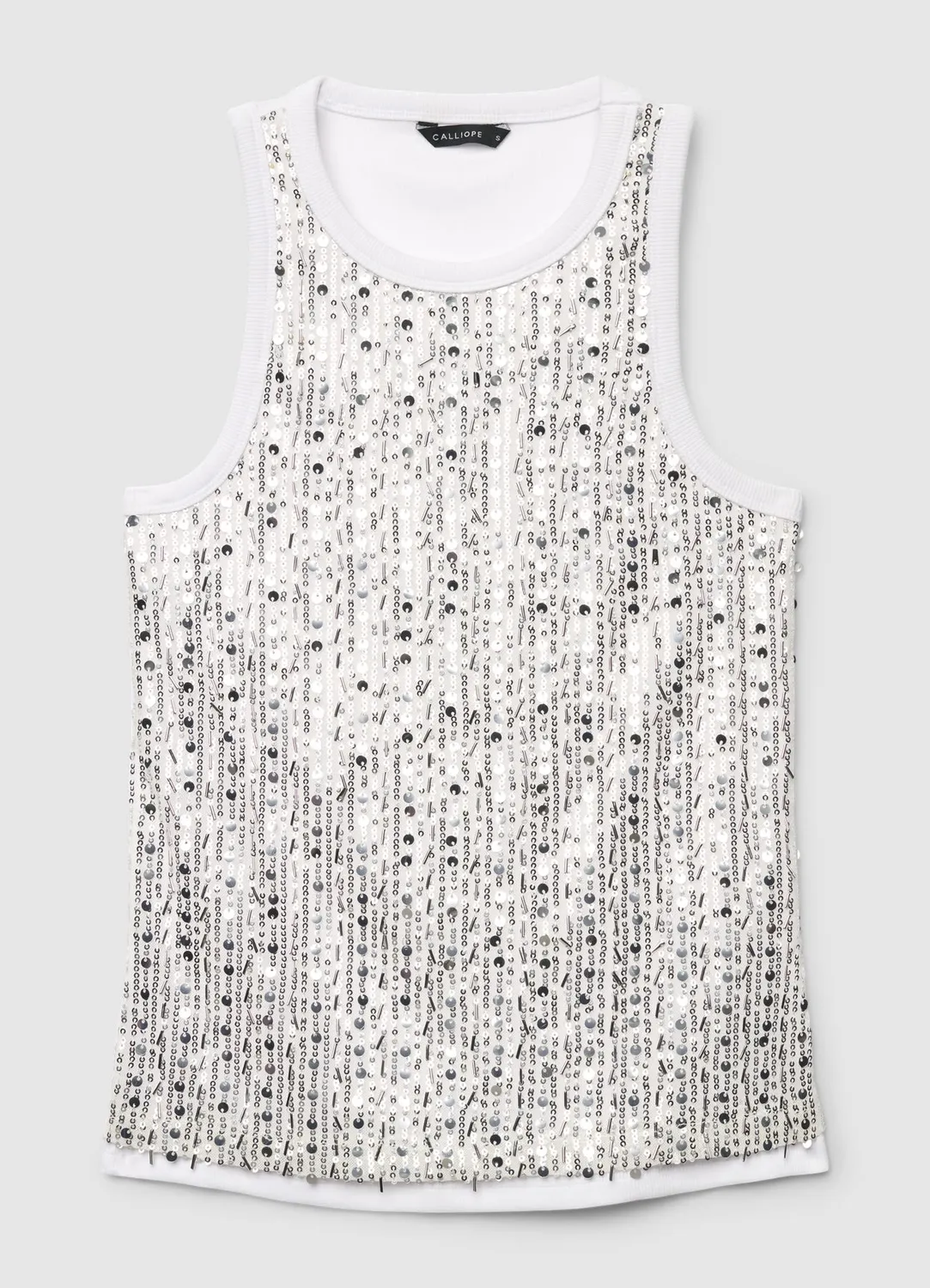 Calliope Top paillettes femme sans manches col rond