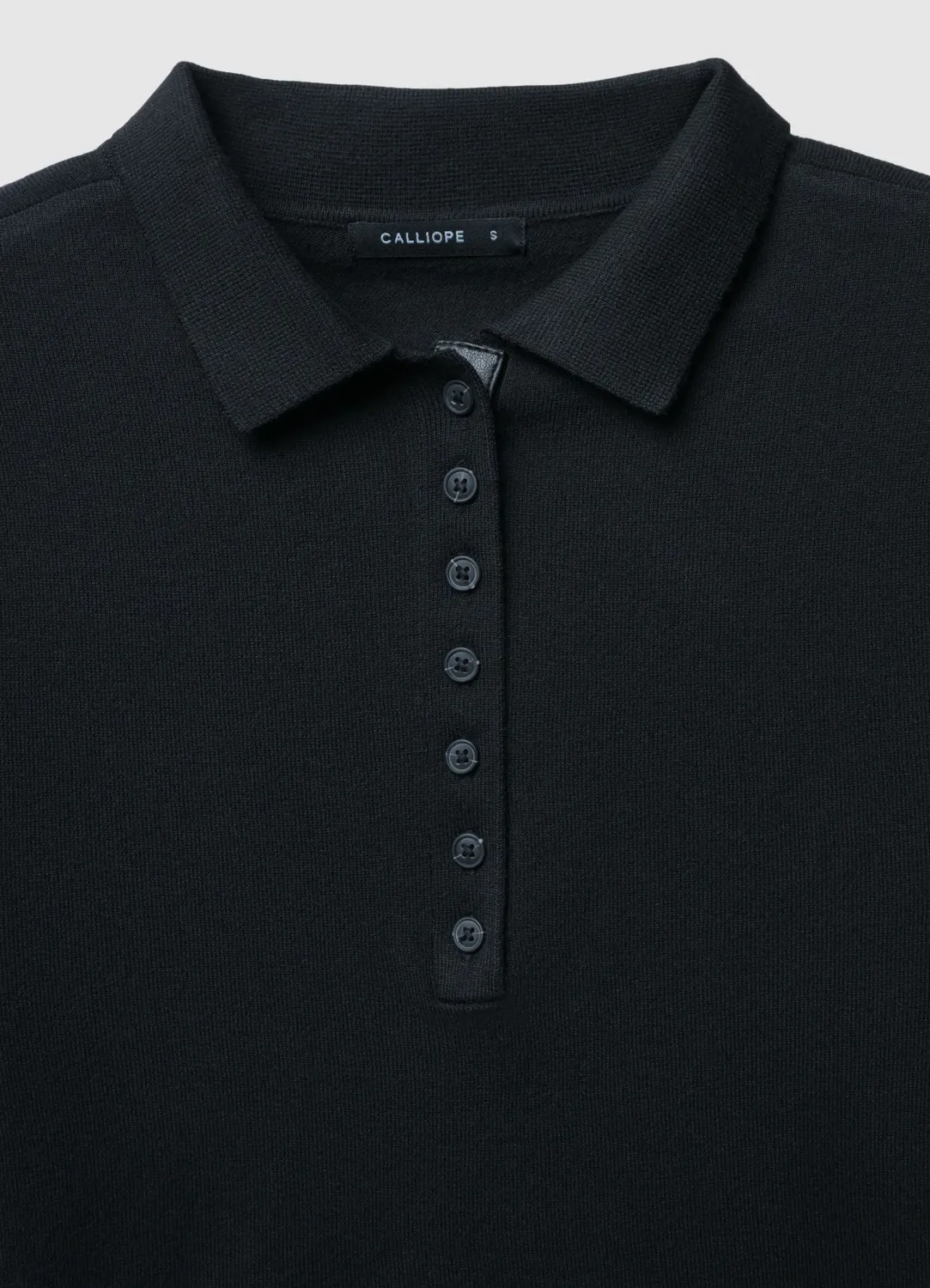 Calliope polo manches longues femme uni col boutonné