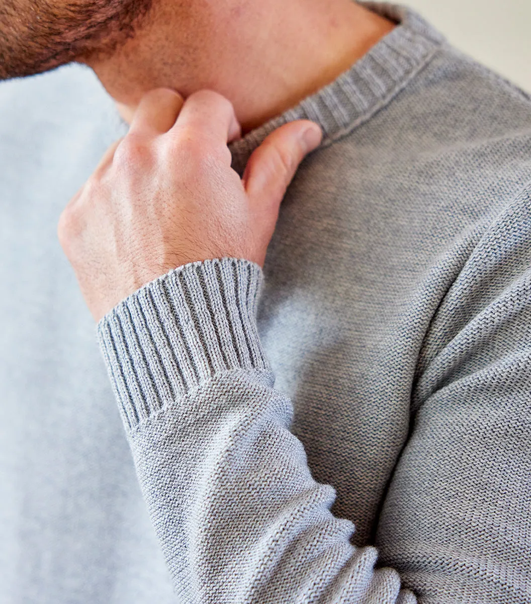 Cocorico Pull Homme Laine Gris col rond
