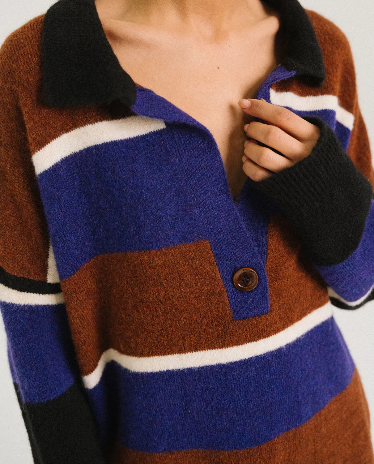 Tinsels Winner pull marron laine patte boutonnée