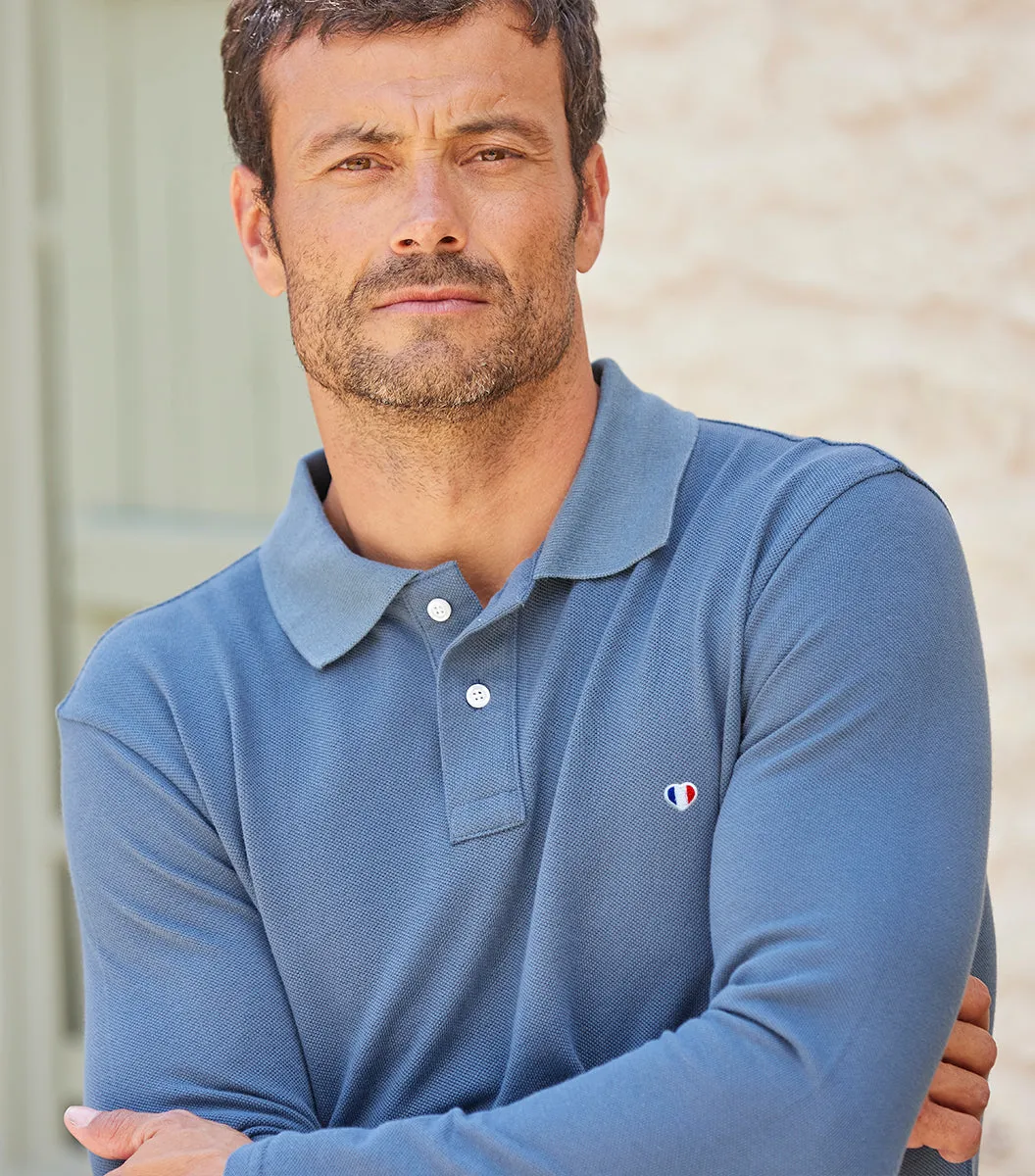 Cocorico Iconique Polo Homme Manches Longues Azur