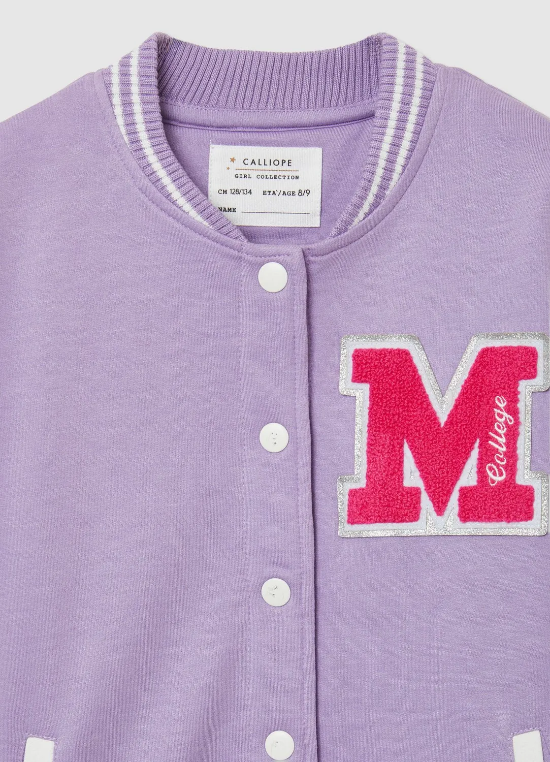 Calliope bomber college fille boutons imprimé