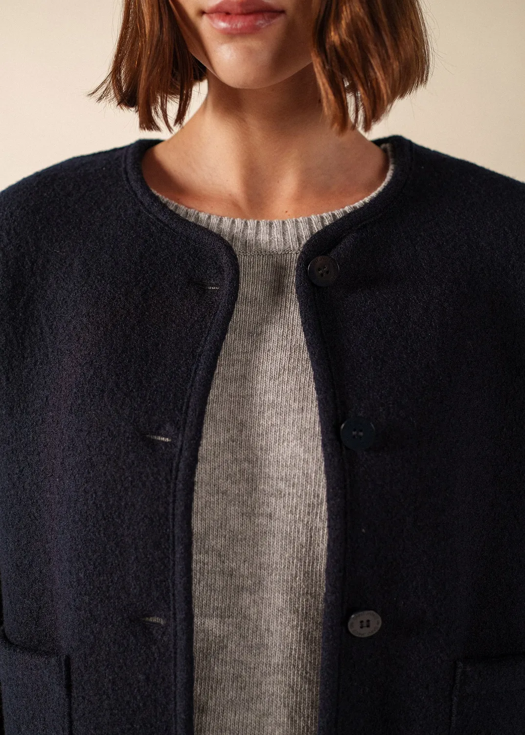Saint James Jura veste navy laine bouillie femme