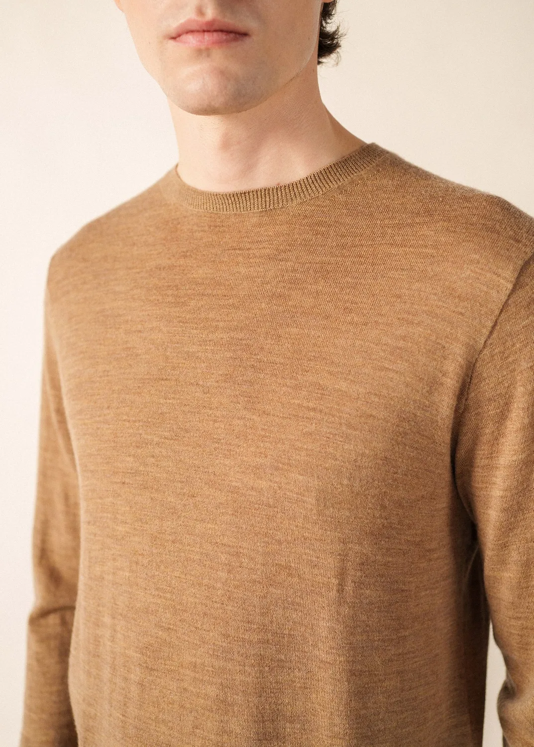 Saint James Trieste pull beige foncé laine fine