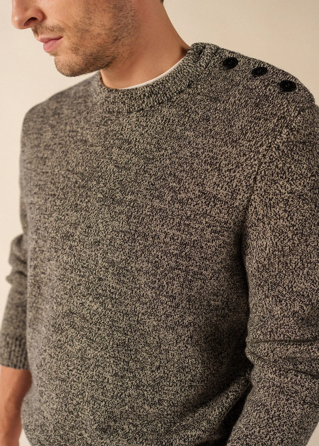 Saint James Cancale pull marin navy ecru laine