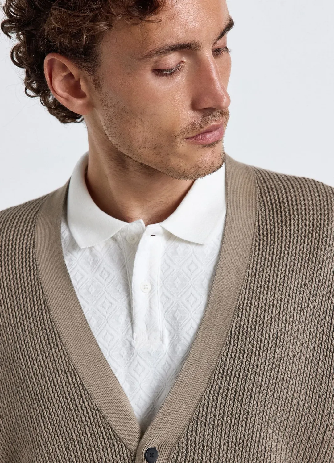 Calliope Cardigan boutons bicolore homme col V