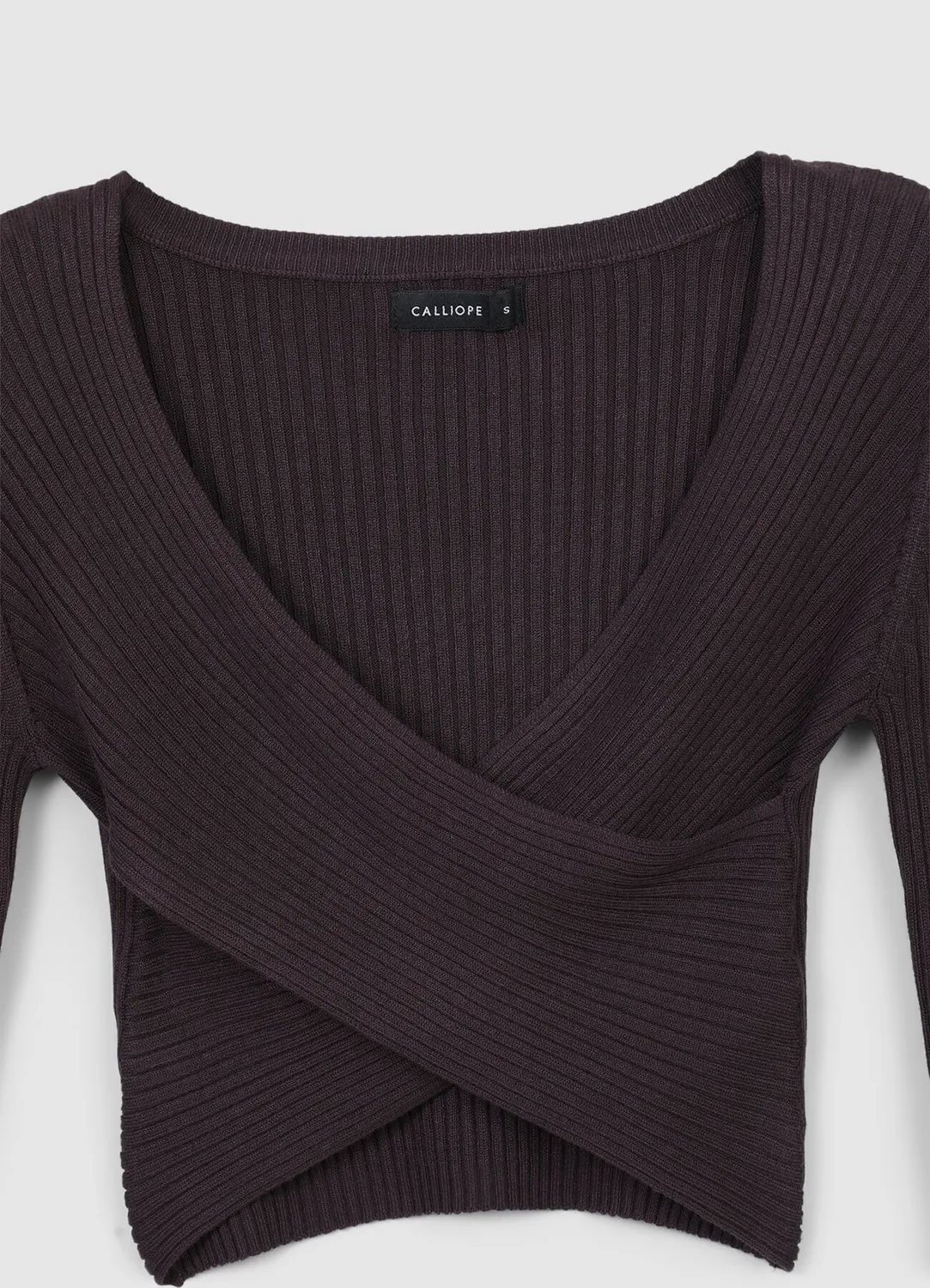 Calliope pull croisé côtelé femme col V