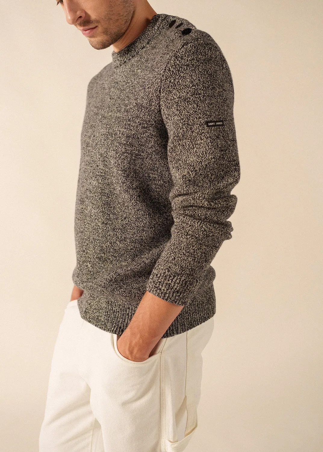 Saint James Cancale pull marin navy ecru laine