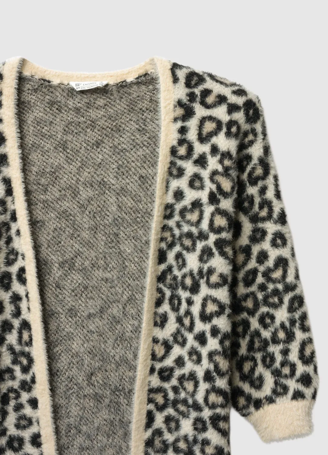 Calliope cardigan fille ouvert imprimé léopard