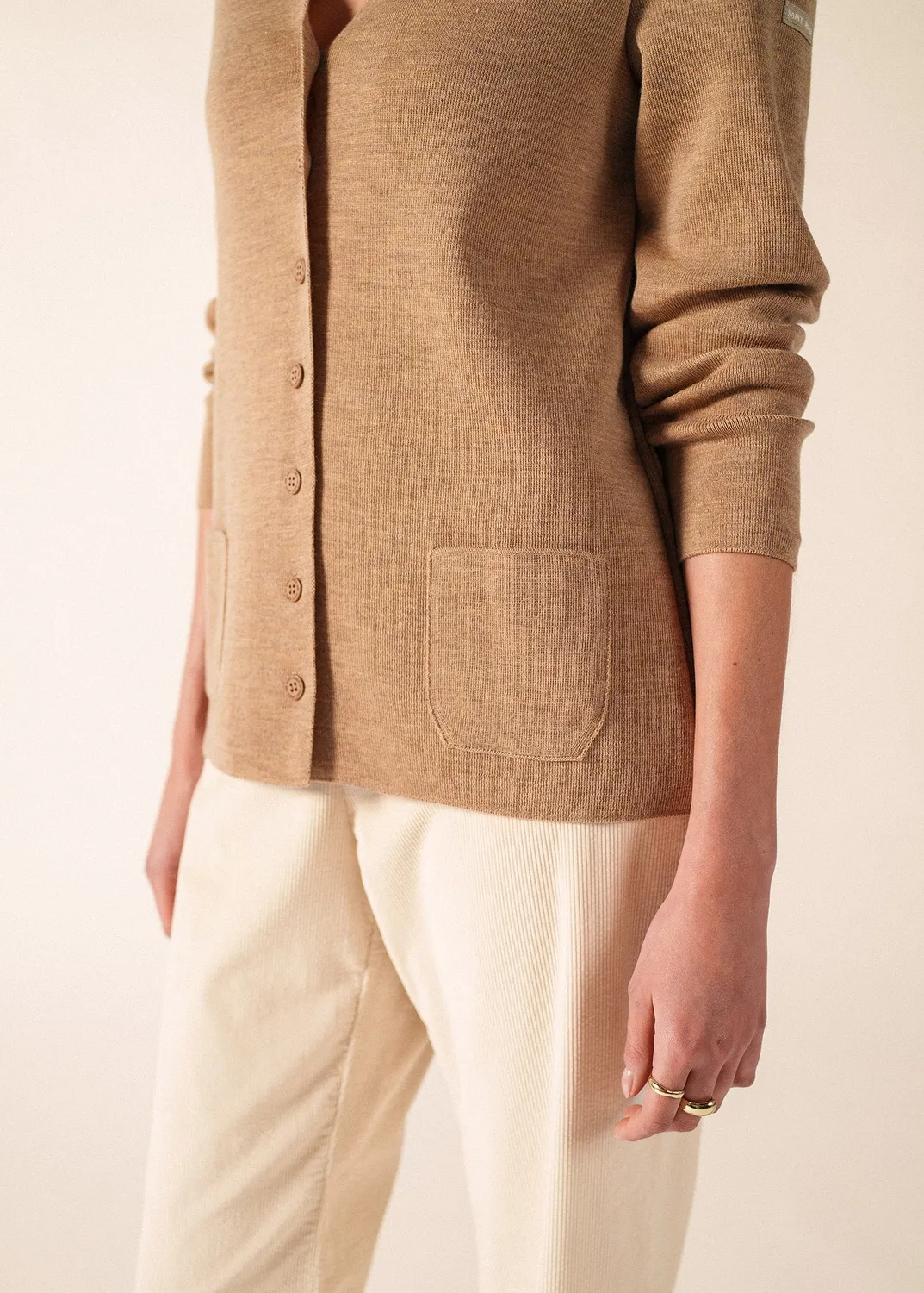 Saint James Blainville gilet beige foncé laine col V