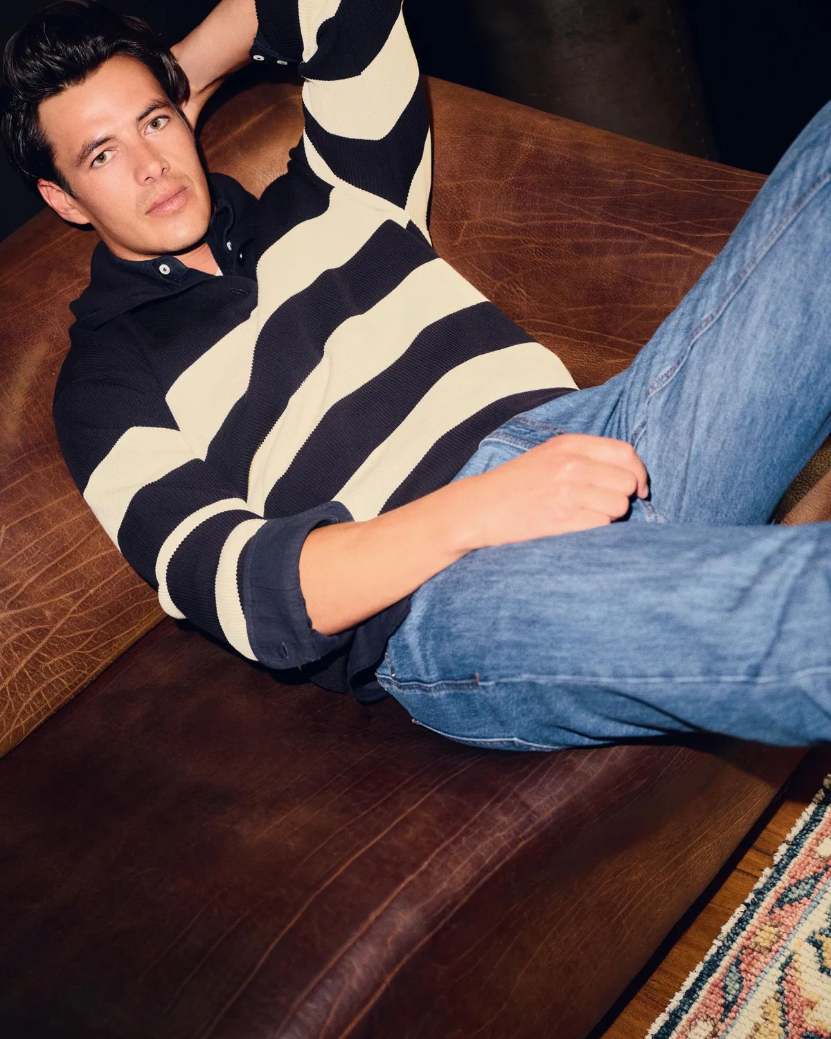 Sportscraft Nautical Stripe pull rayures col boutonnes