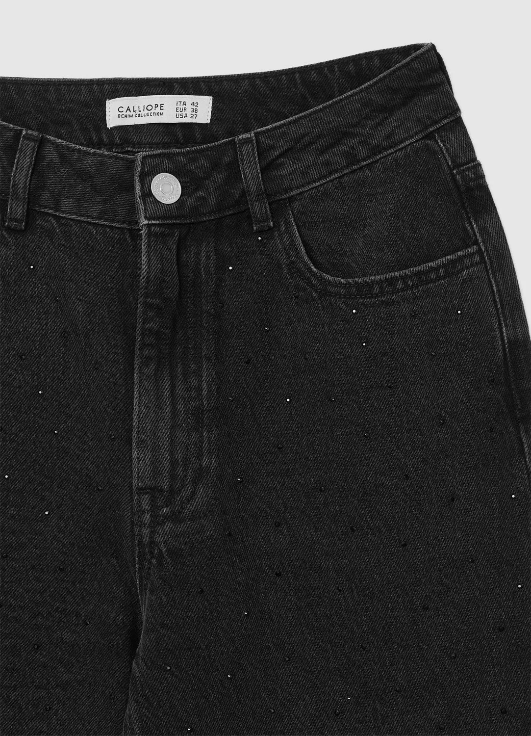 Calliope jean wide leg strass taille moyenne