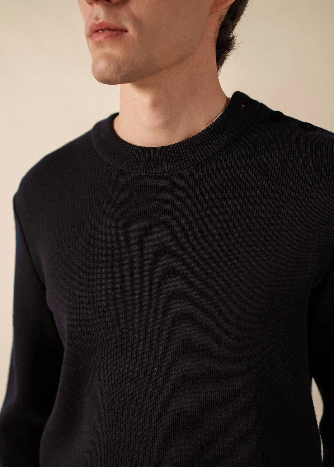 Saint James Rochefort Confort pull navy mérinos