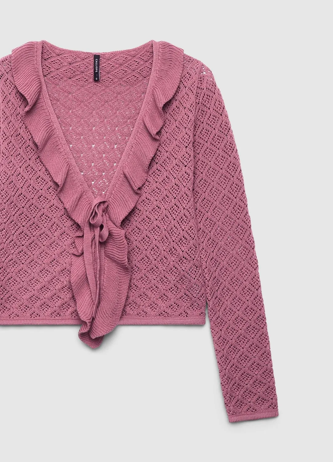 Calliope cardigan femme col V volants noué