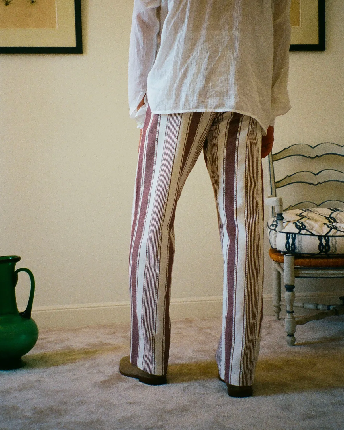 Erevan Capon Rayures Bordeaux pantalon homme