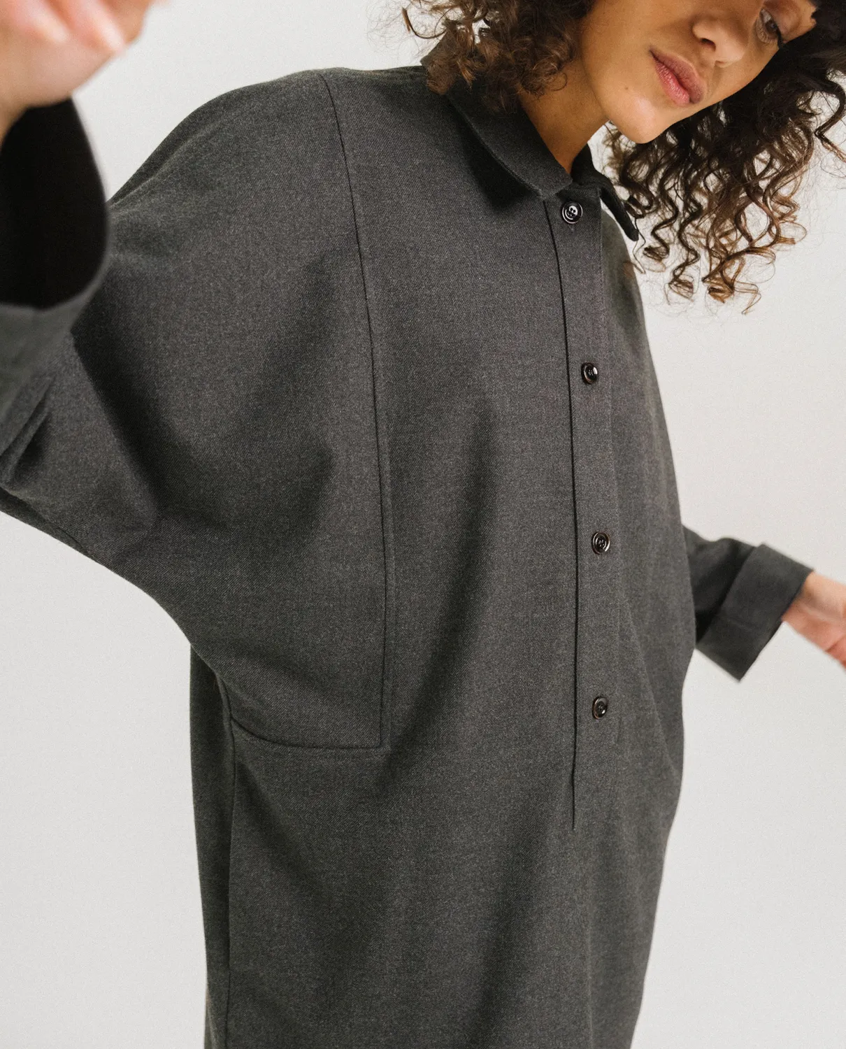 Tinsels Felicie Anthracite robe polo flanelle