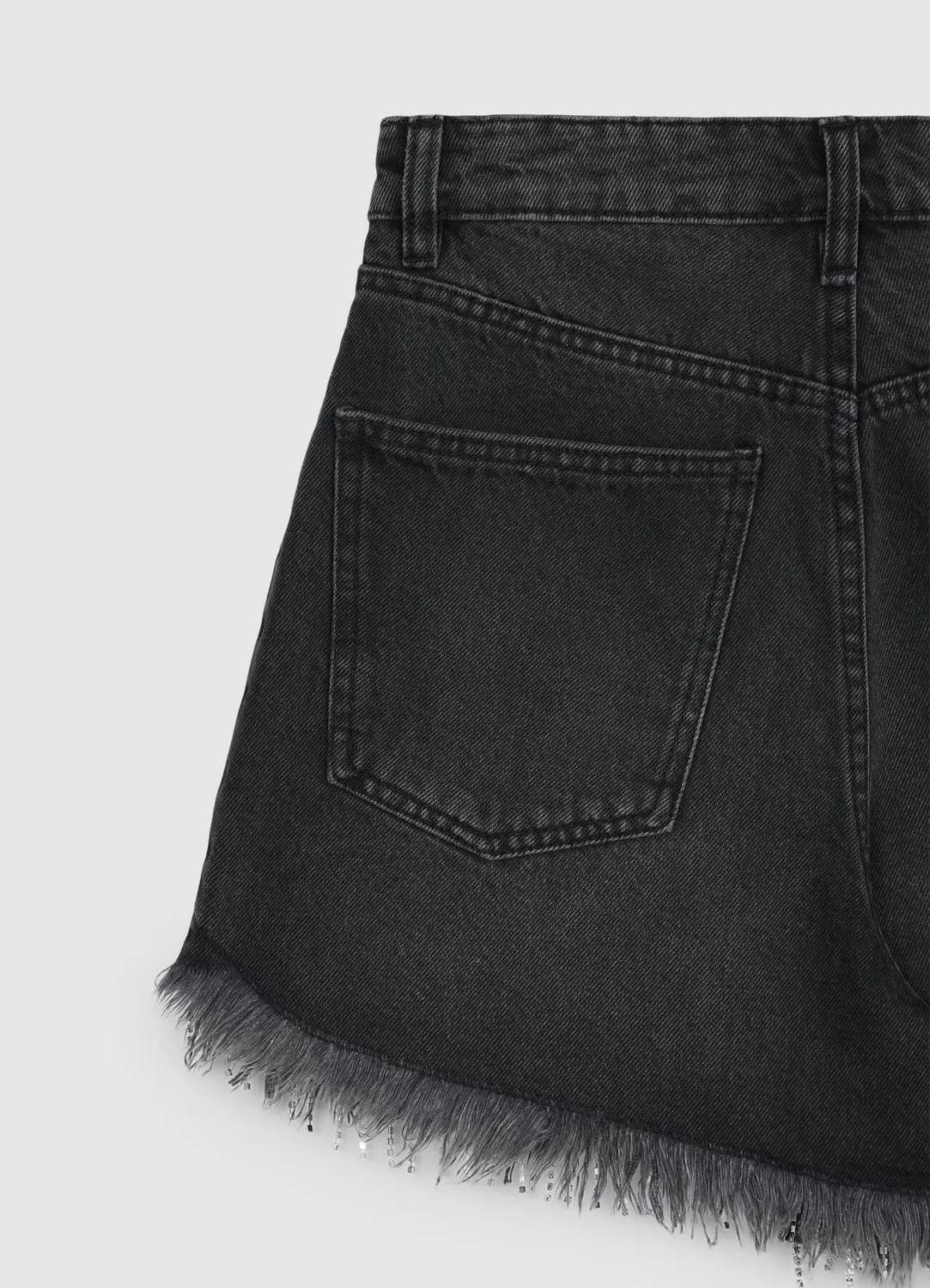 Calliope short jean femme franges strass 40-48