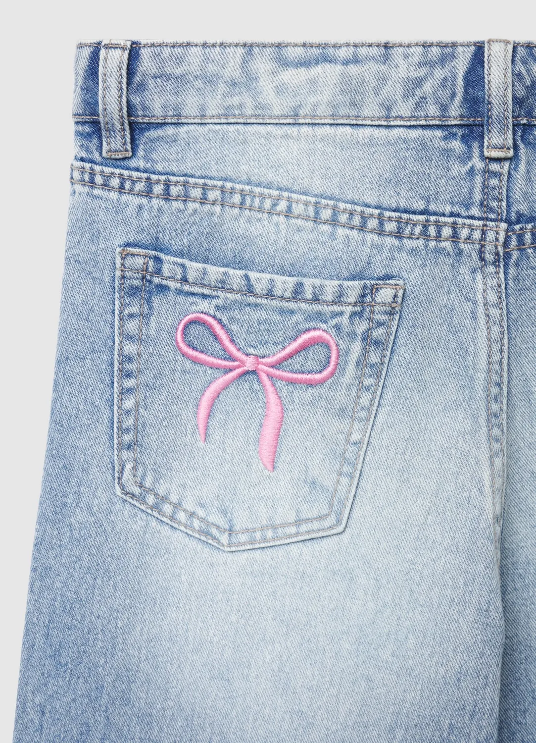 Calliope Wide Leg jean fille broderie nœud