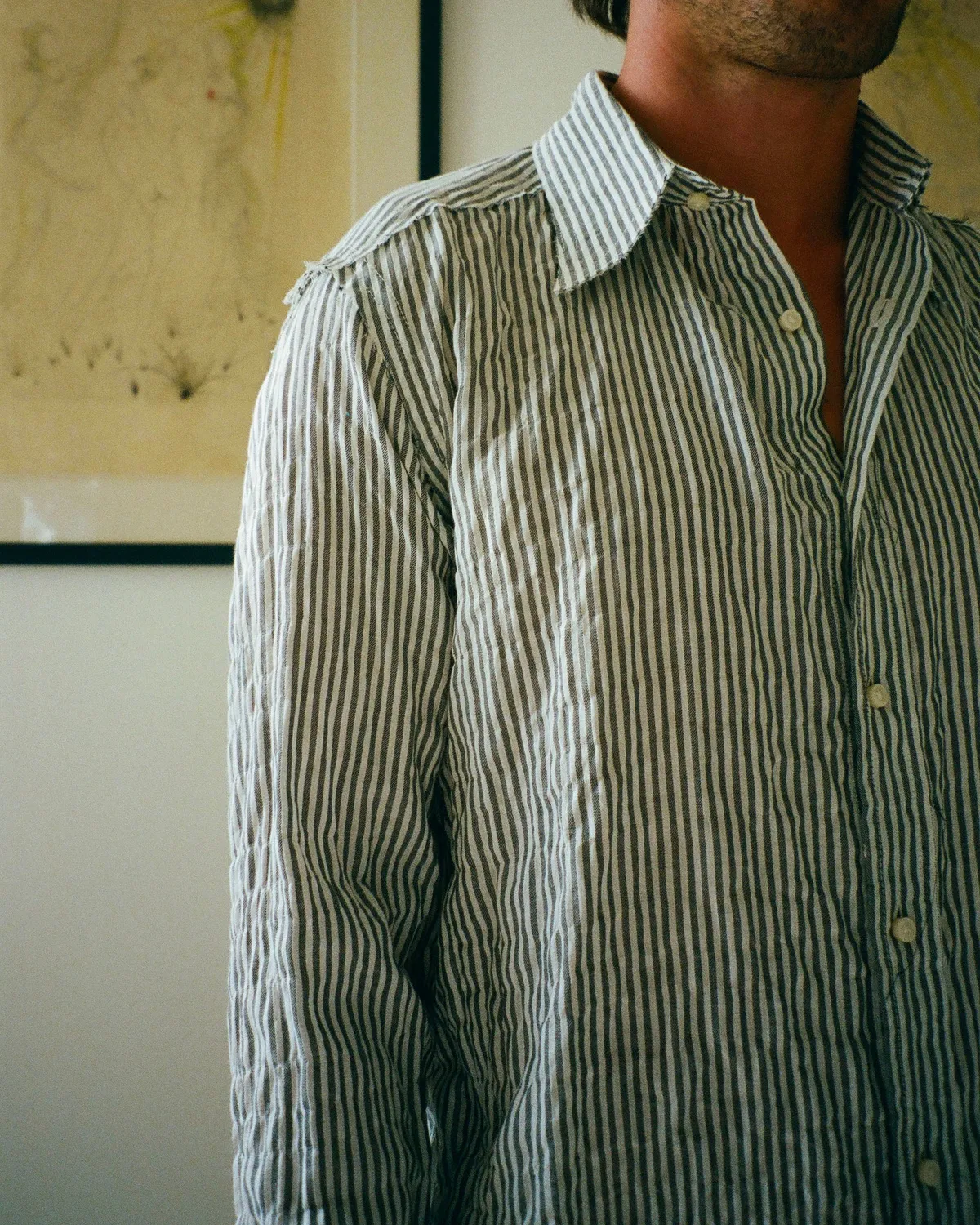 Erevan Jagger Herringbone Blue chemise bleue