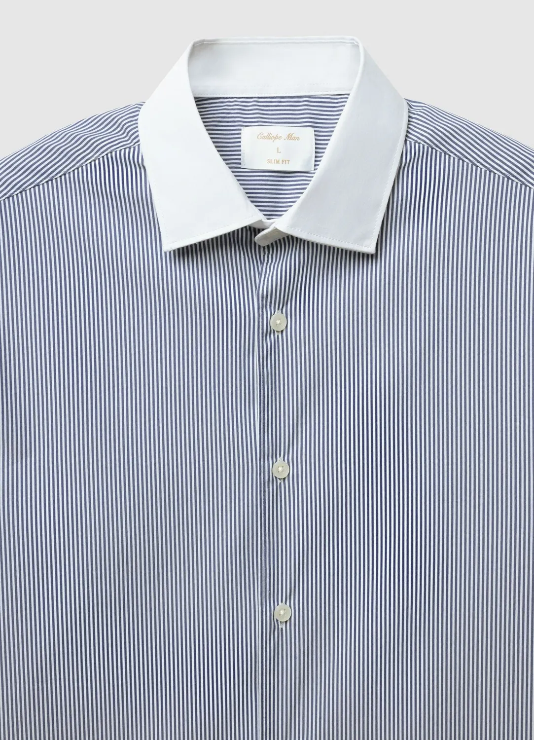 Calliope Chemise homme slim rayures col contrasté coton
