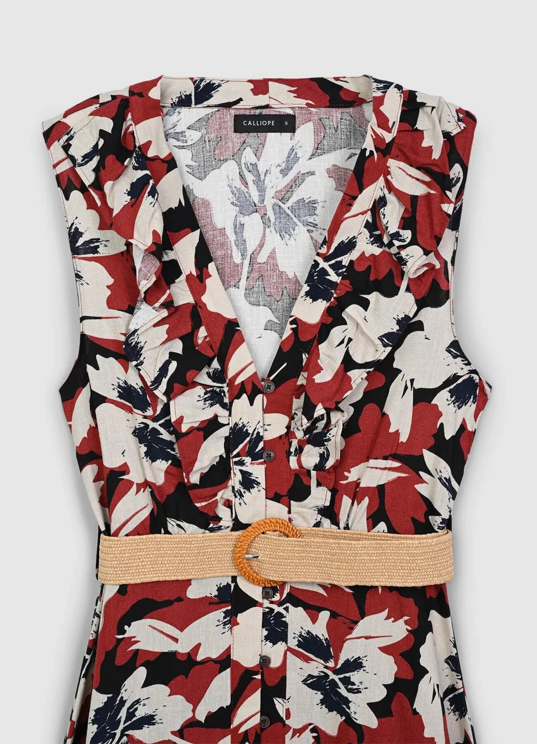 Calliope Atelier robe chemisier florale femme lin