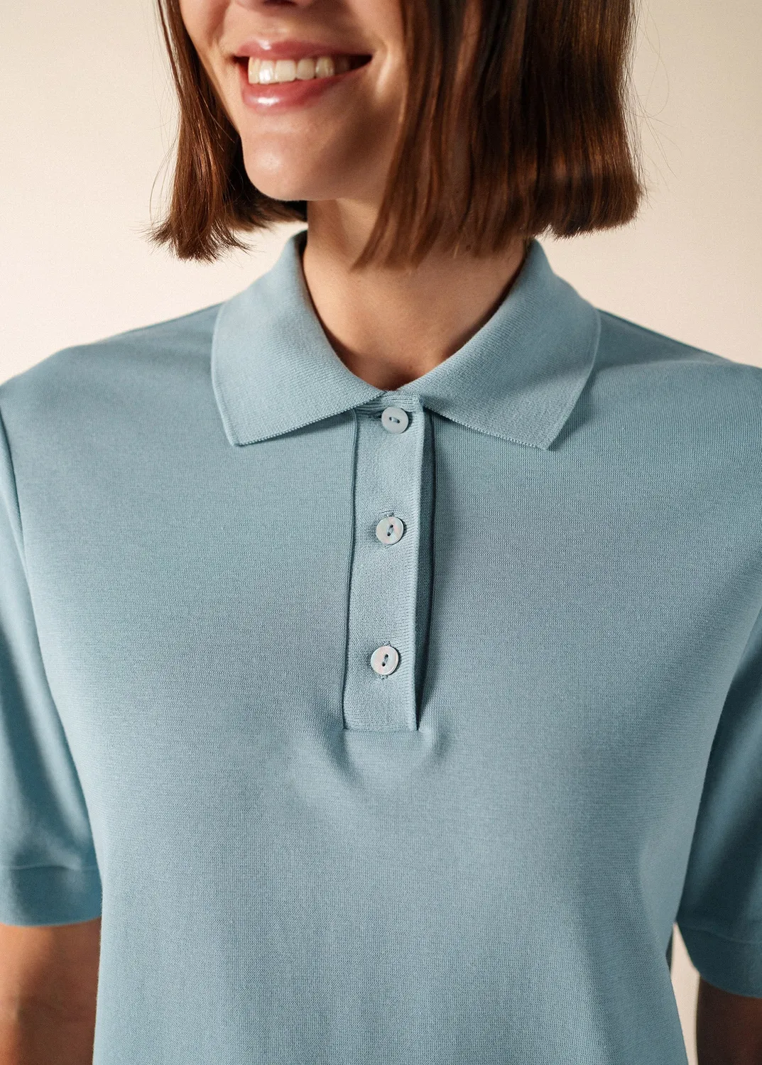 Saint James Carola polo céleste clair coton femme