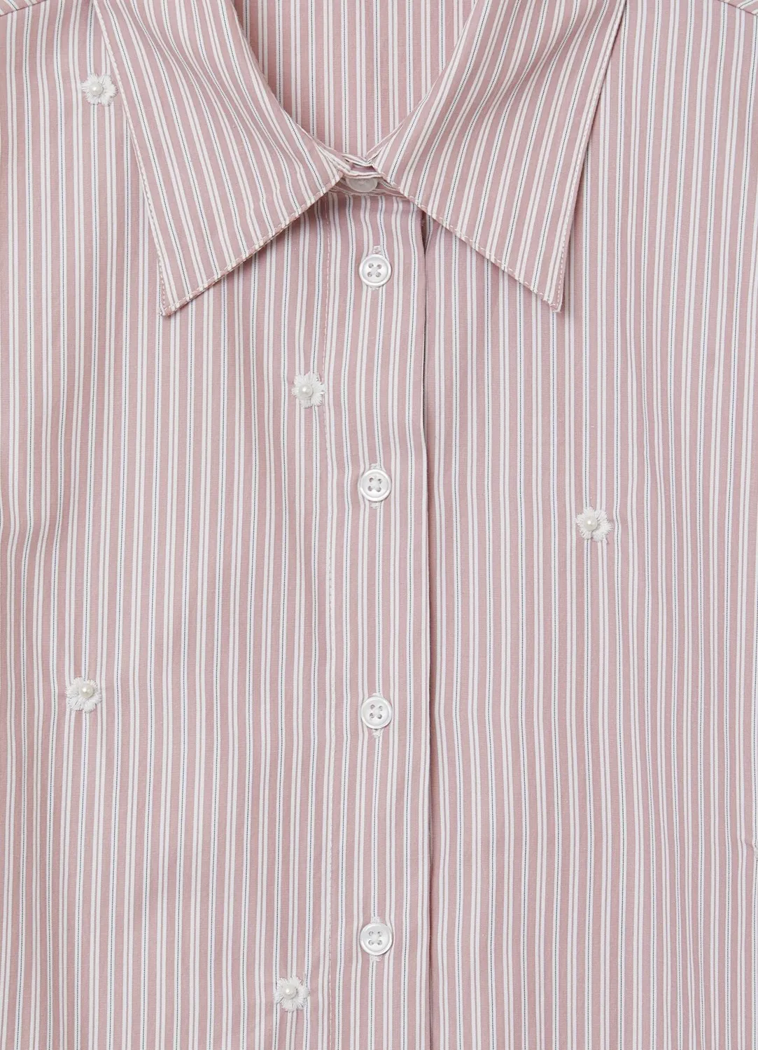 Calliope chemise femme rayée broderie perles