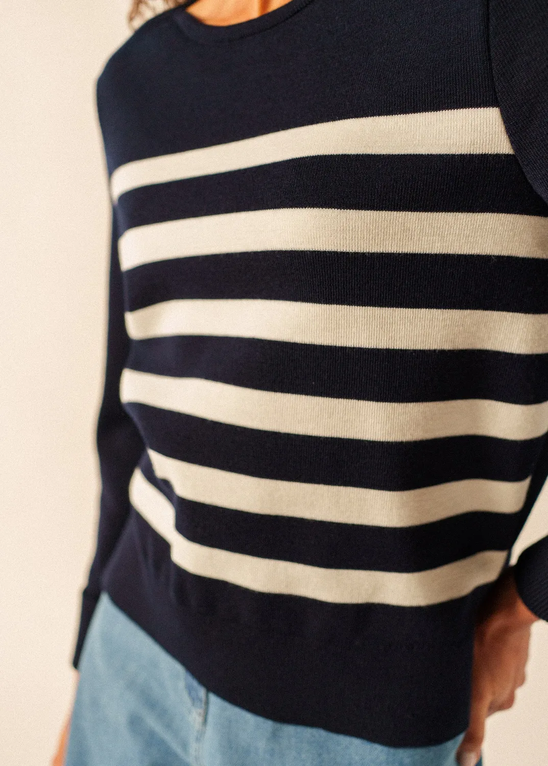 Saint James Marseillan pull navy/blanc col bateau femme