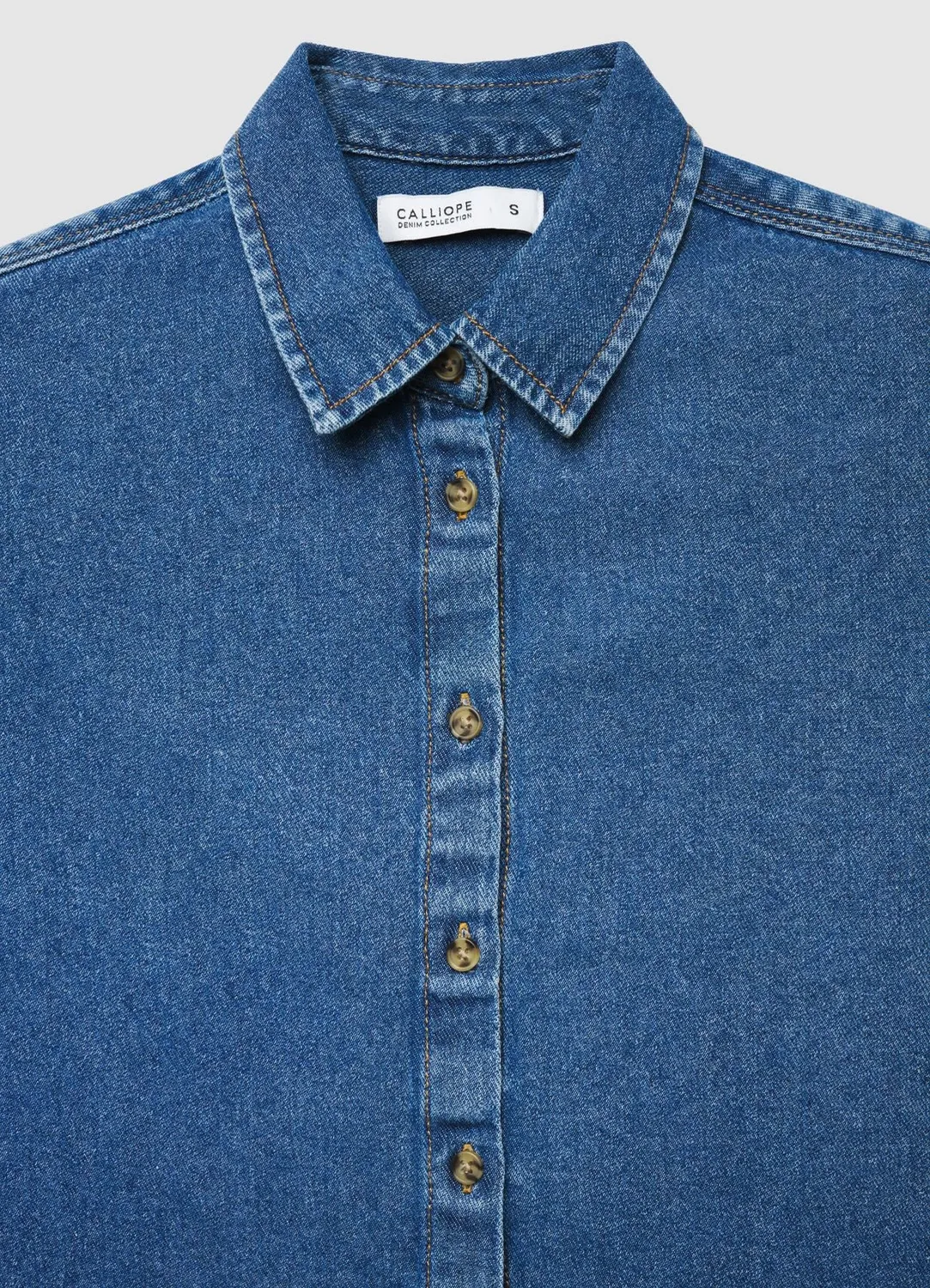 Calliope chemise denim crop femme manches longues