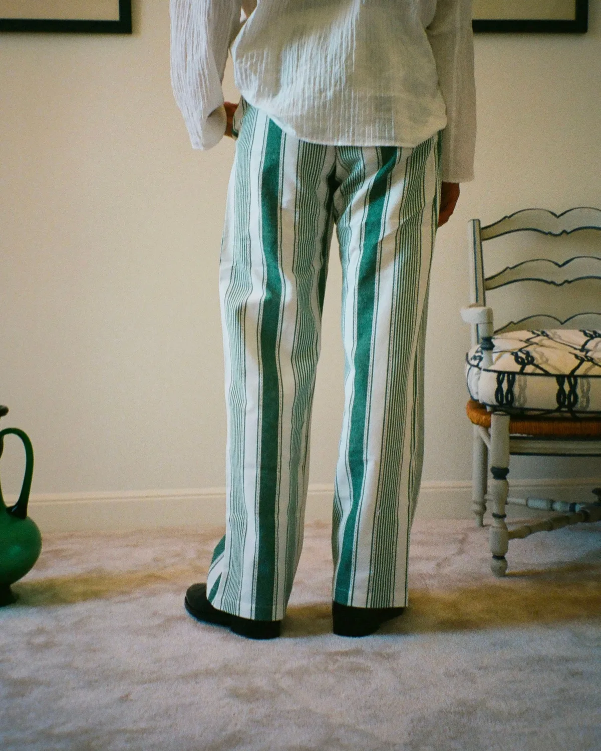 Erevan Capon Rayures Vert pantalon coton été