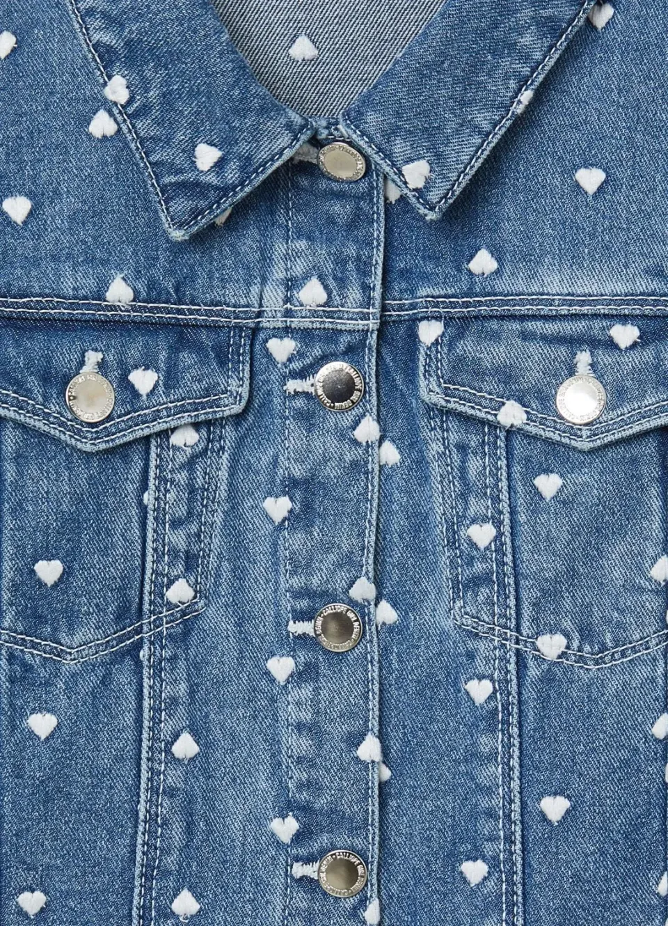 Calliope veste jean fille cœurs brodés denim