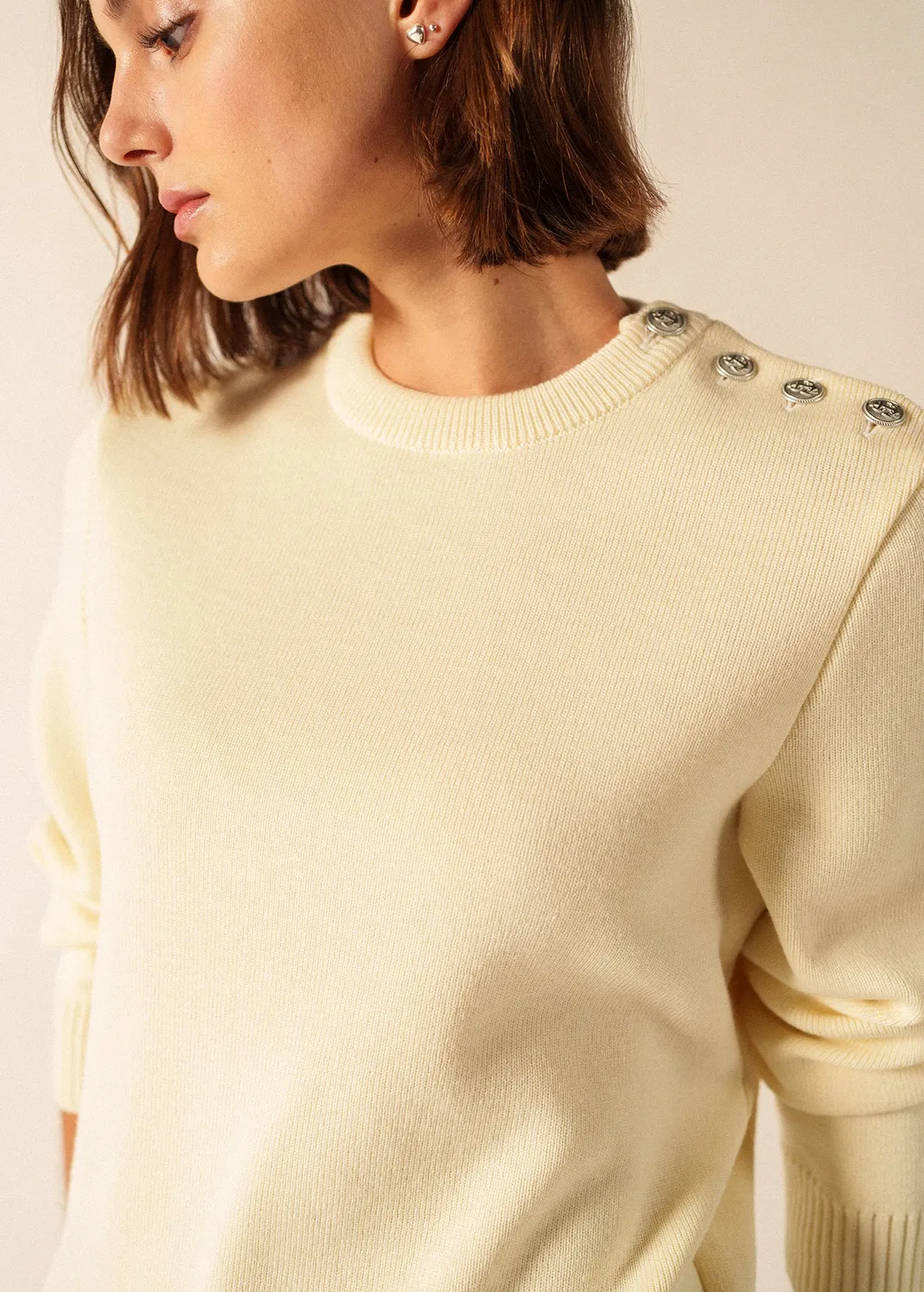 Saint James Cancale pull marin laine ecume femme