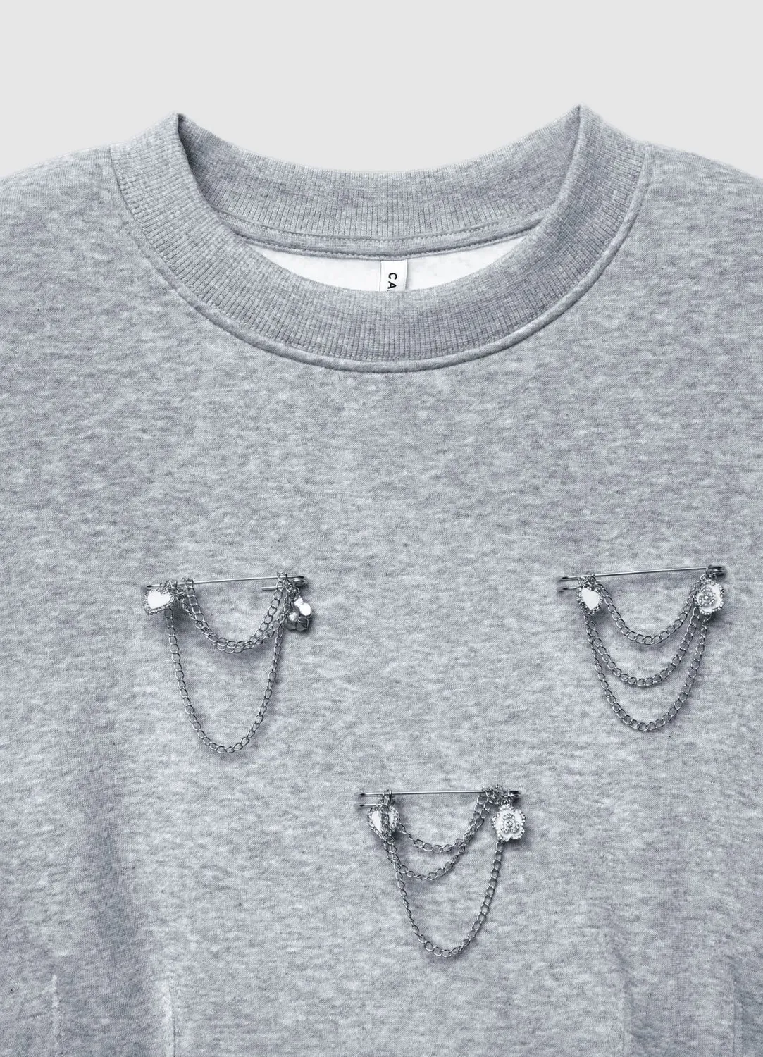 Calliope sweat femme col rond chaînes bijou