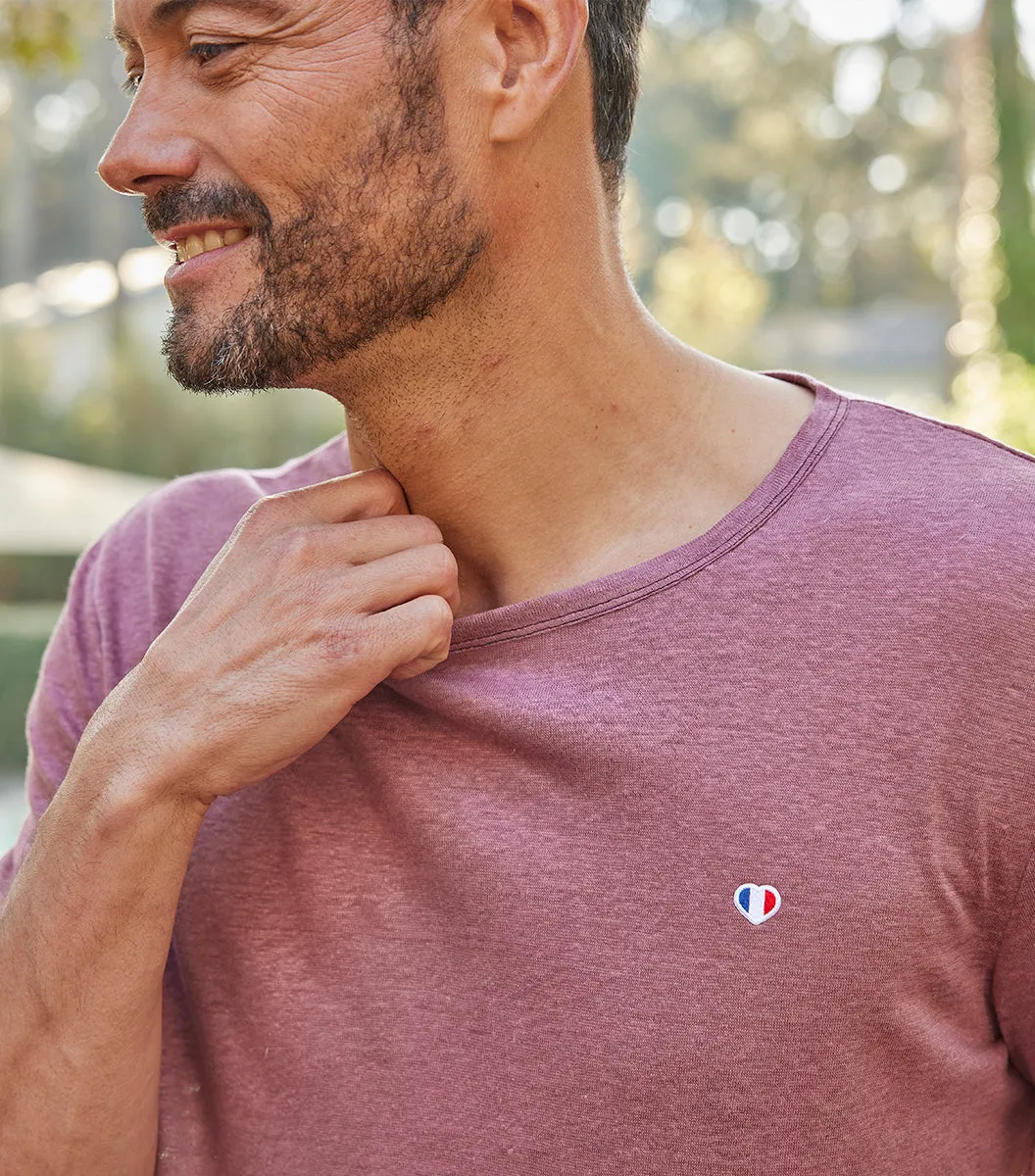 Cocorico Iconique t-shirt homme lin rose 100% lin