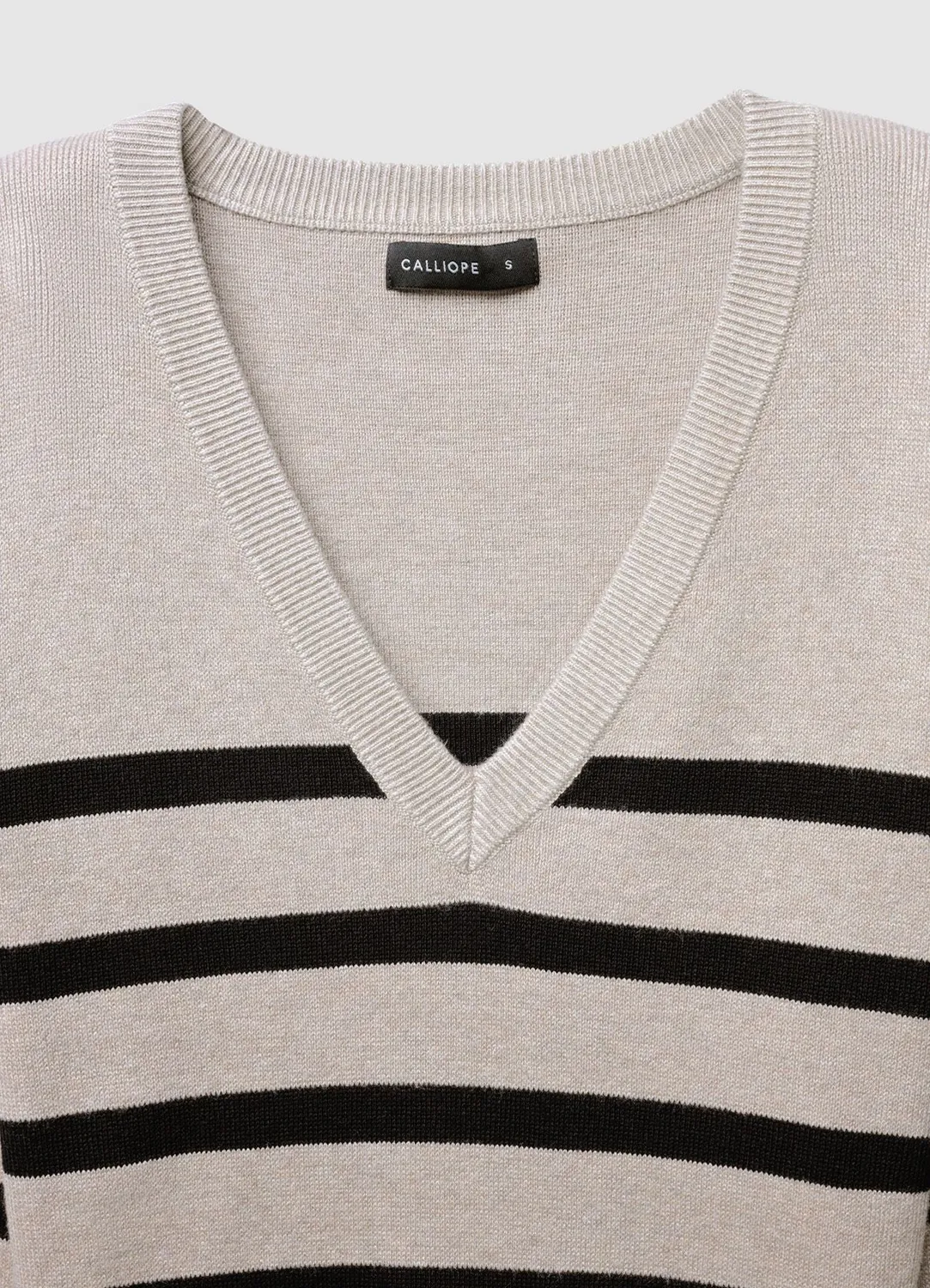 Calliope pull col V rayures femme manches longues