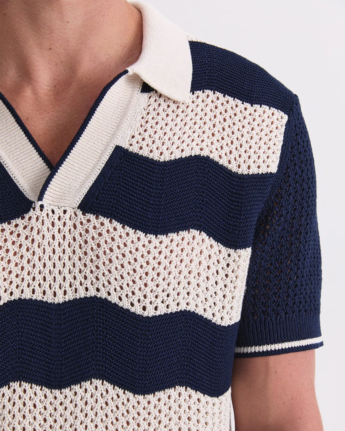 Sportscraft Wave Stripe Knit polo maille coton