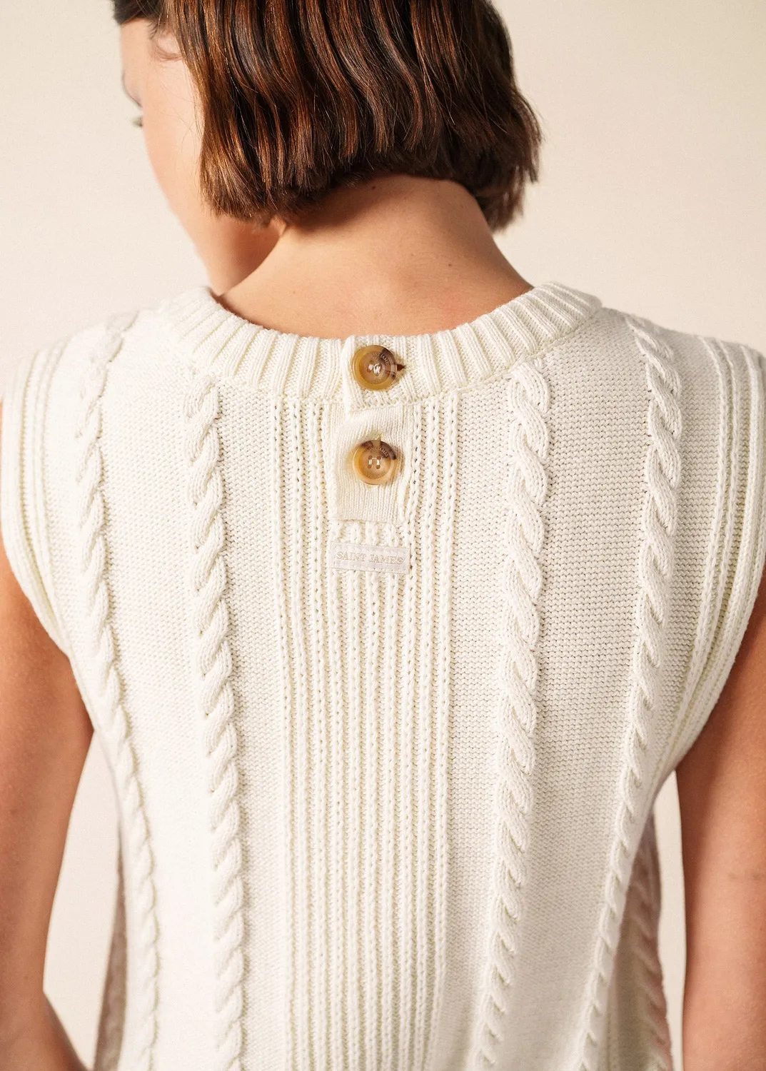 Saint James Val d'Azun pull écume sans manches coton