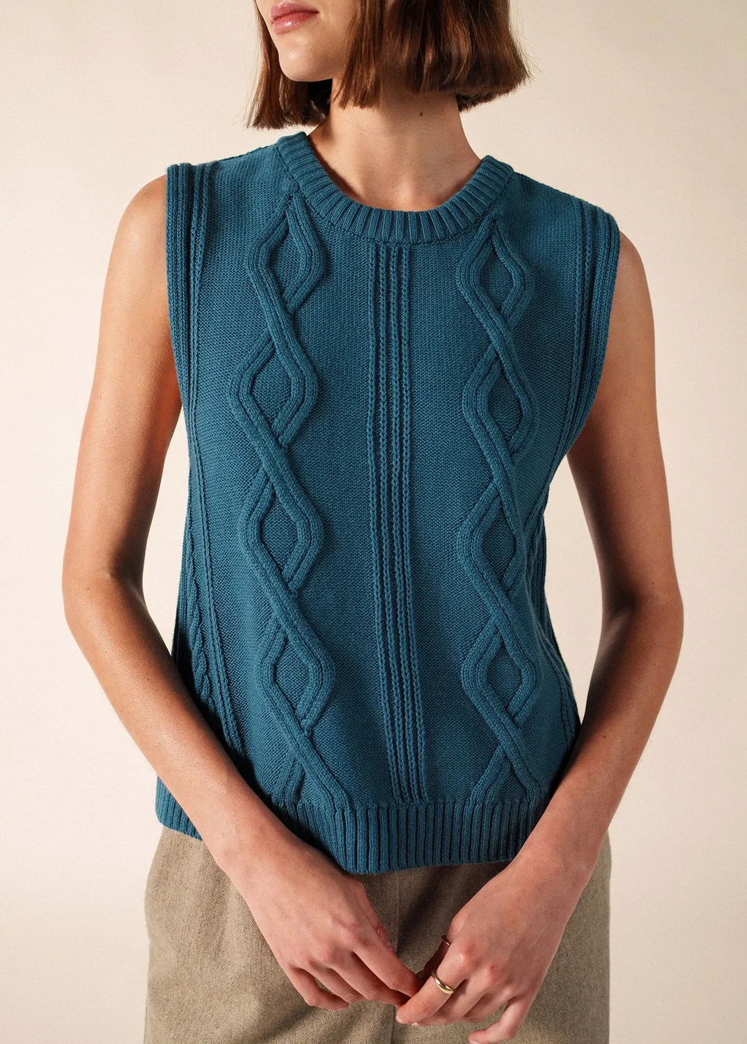Saint James Val d'Azun pull sans manches céleste coton