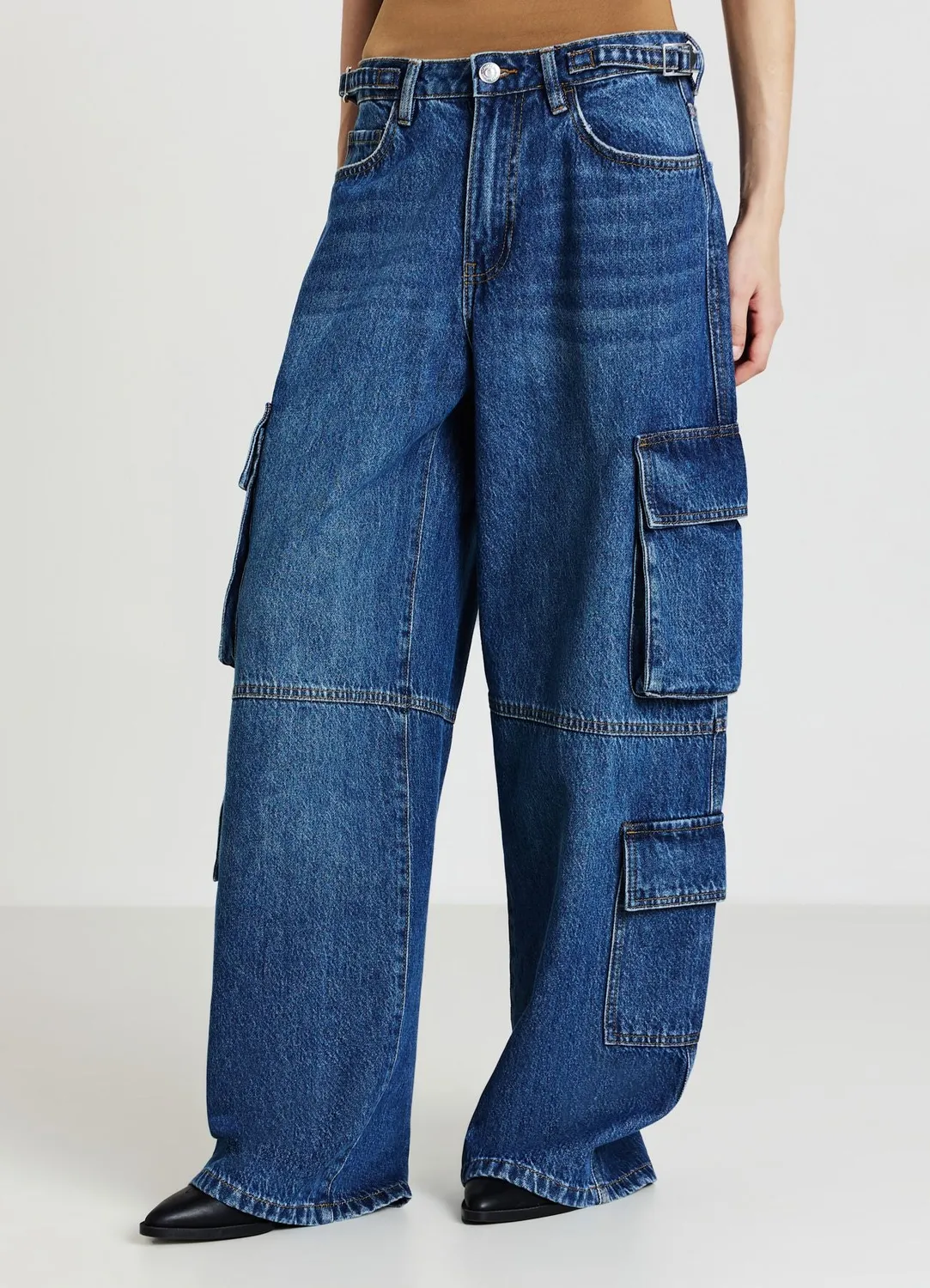 Calliope jean cargo multipoche femme coupe ample