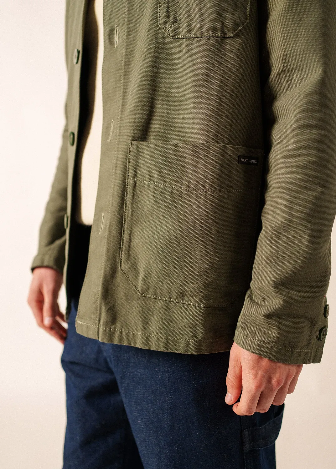 Saint James Veste Sirocco Toile Coton Algue Droite